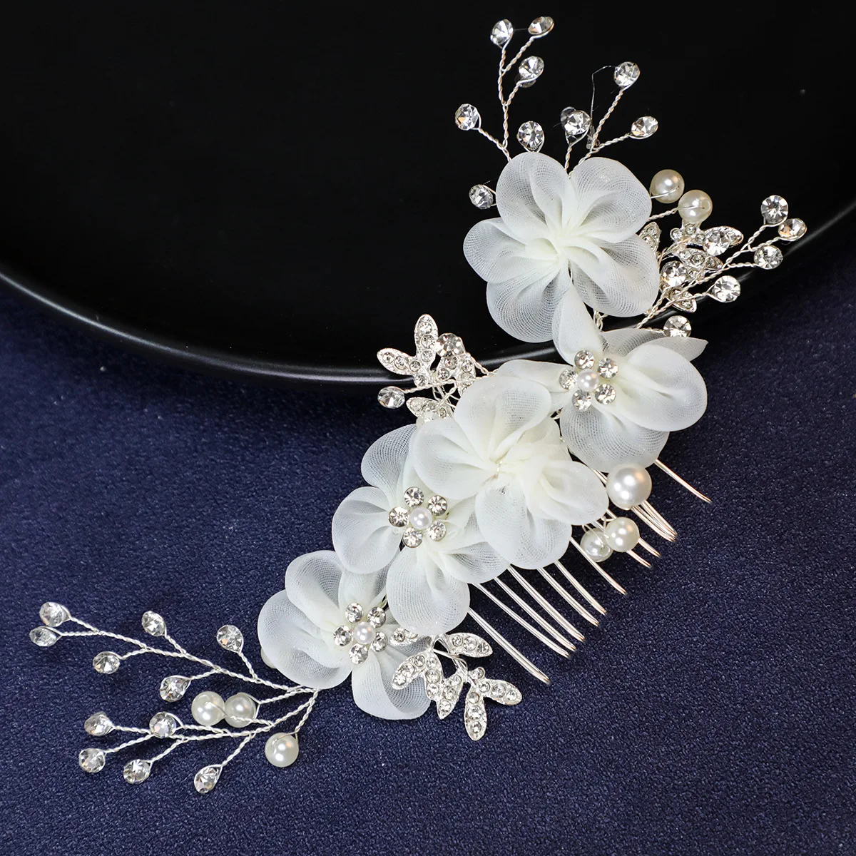 Elegant Crystal Pearl Flower hair clips Wedding Accessories Hair Comb Bridal  tiara hair accessories for women