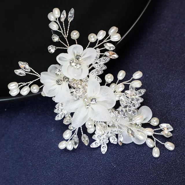 Elegant Crystal Pearl Flower hair clips Wedding Accessories Hair Comb Bridal  tiara hair accessories for women