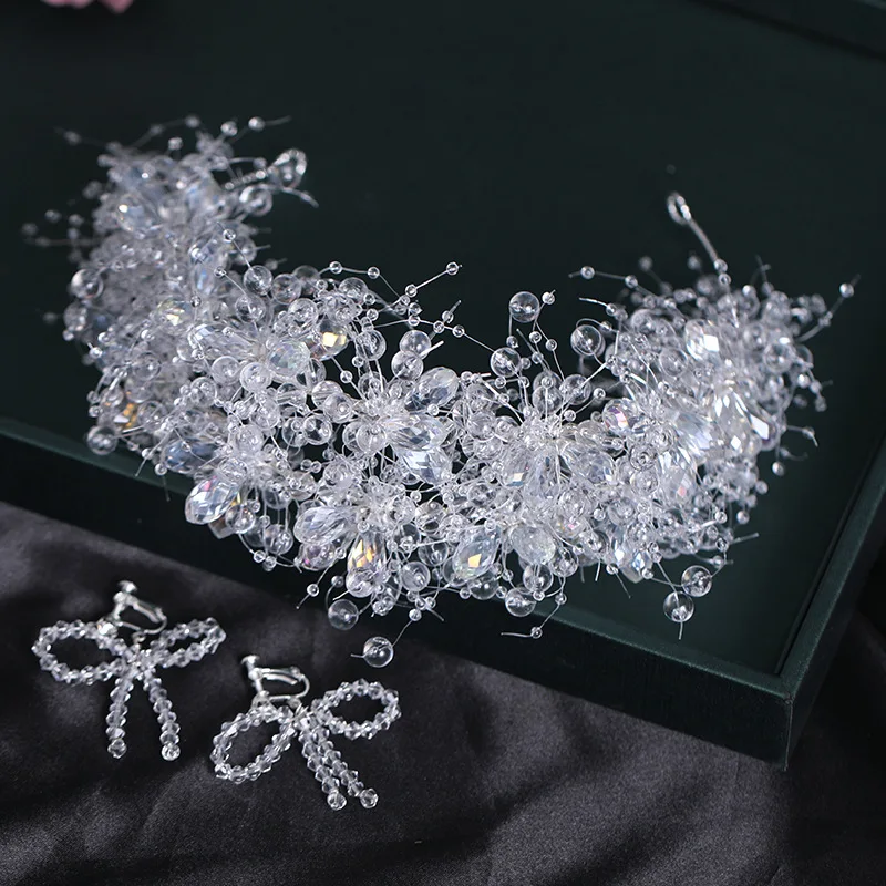 Crystal Wedding Headband Crown Tiara For Women Bride Rhinestone Bridal Wedding Hair Accessories Jewelry Band Headband Tiara Gift