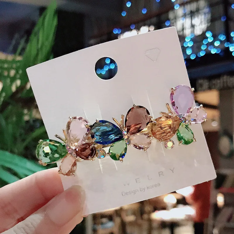 Fashion Crystal Butterfly Hair Clip Large Top Clip Flower Spring Clip Cute Women's Duckbill Clip Headdress