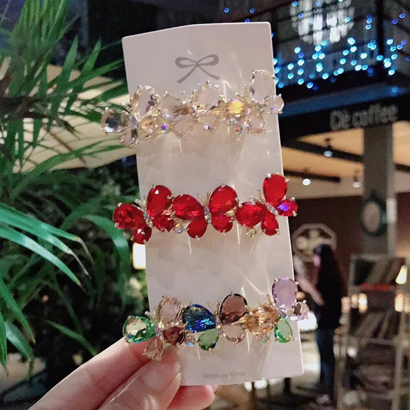 Fashion Crystal Butterfly Hair Clip Large Top Clip Flower Spring Clip Cute Women's Duckbill Clip Headdress