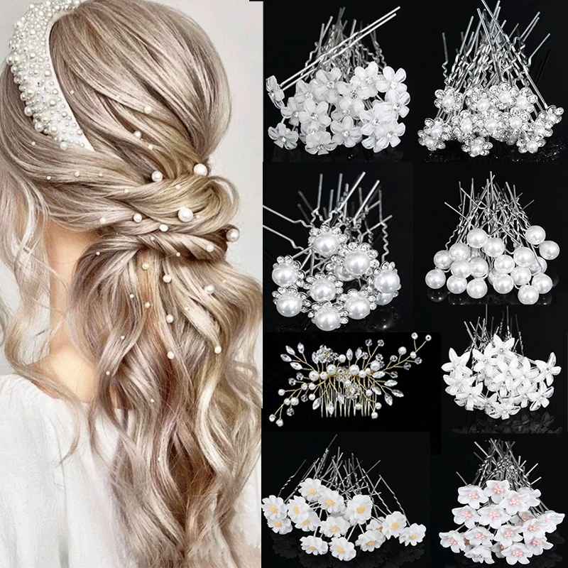 Western Wedding Fashion Jewelry Headdress for Bride Handmade Wedding Crown Floral Pearl Hair Accessories Hairpin Ornaments