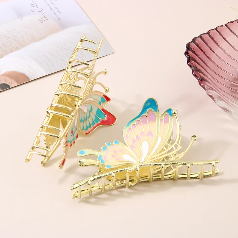 Colorful Glitter Butterfly Hair Clip Beautiful Moving Wings Pearl Hairpin Girls Yarn Hair Bow Hairgrip Barrette Hair Accessories