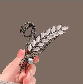 Women Wheat grab clip Elegant hair accessories opal light luxury large hair clip back head shark clip