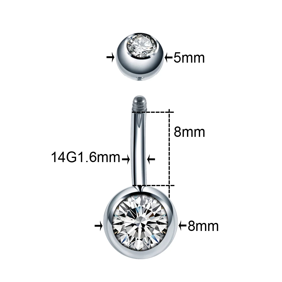 1PC Titanium Piercings 14G Navel Belly Button Piercing Crystal Gem Ombligo Piercing Helix Dangle Earring Piercings Body Jewelry