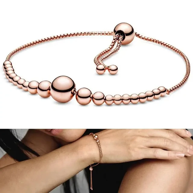 Women Bracelet 100% 925 Silver Original Logo Ice Crystal Zircon Logo Adjustable Tennis Bracelet DIY Jewelry