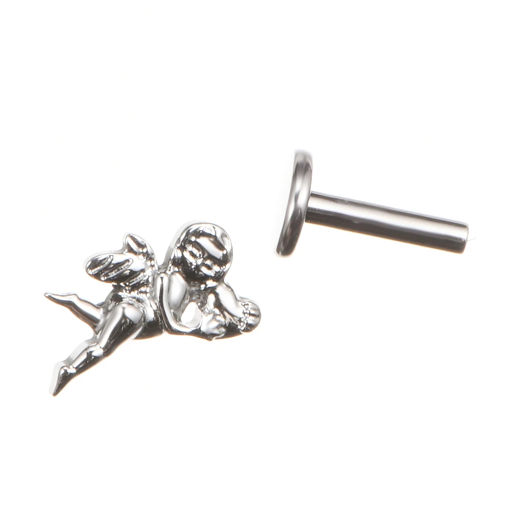 1PCS 16G ASTM F136 Piercing Titanium Internally Threaded Angel Labret Tragus Earring Lip Helix Body Jewelry