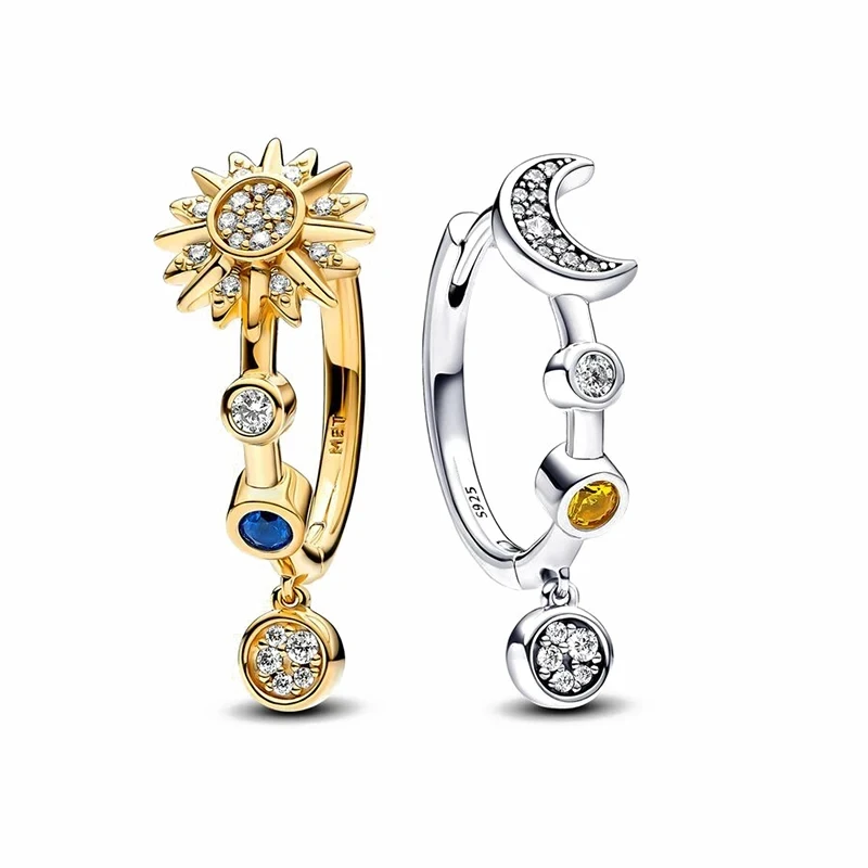 Women's Shining Two Tone Sun Logo Giant Dragon Earrings Light Luxury DIY Charm Jewelry Set