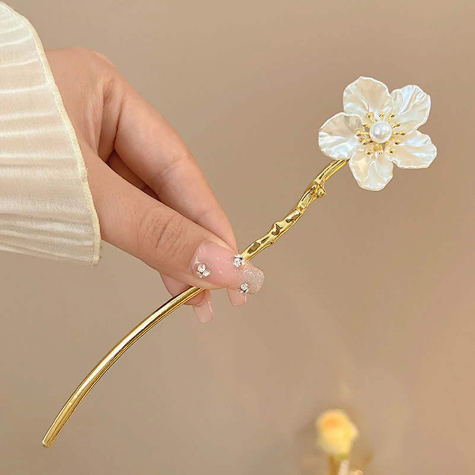 Women Classic Hair Stick Chinese Style Flower Hairpin Handmade Hairpins Jewelry Accessories Hair Ornaments