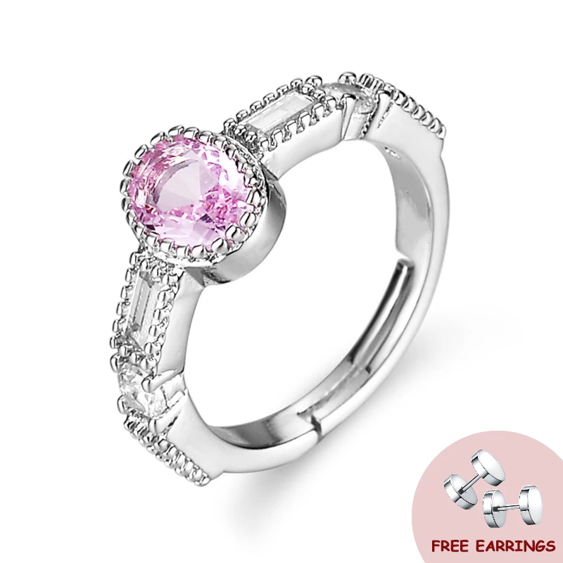 Women Elegant Ring 925 Silver Jewelry with Zircon Gemstone Ornament for Wedding Promise Bridal Finger Rings