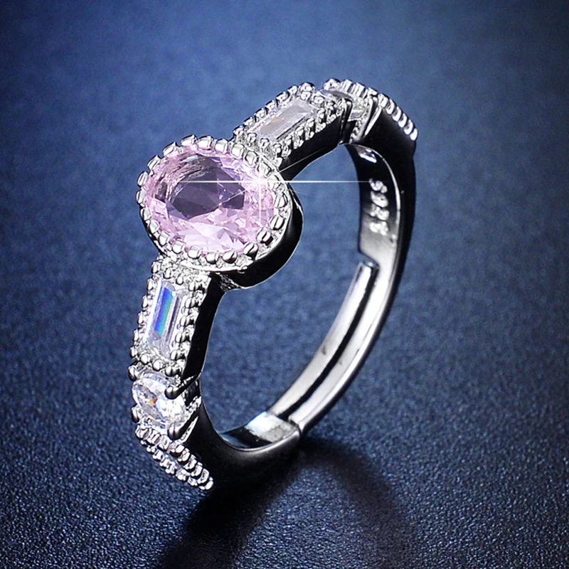 Women Elegant Ring 925 Silver Jewelry with Zircon Gemstone Ornament for Wedding Promise Bridal Finger Rings