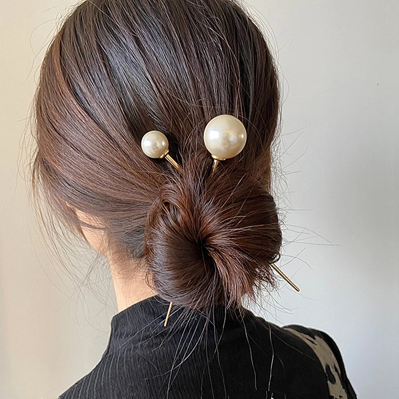 Women Fashion Simulated Pearl Hairpins Hair Sticks Metal Barrette Clip Wedding Bridal Tiara Hair Accessories Jewelry