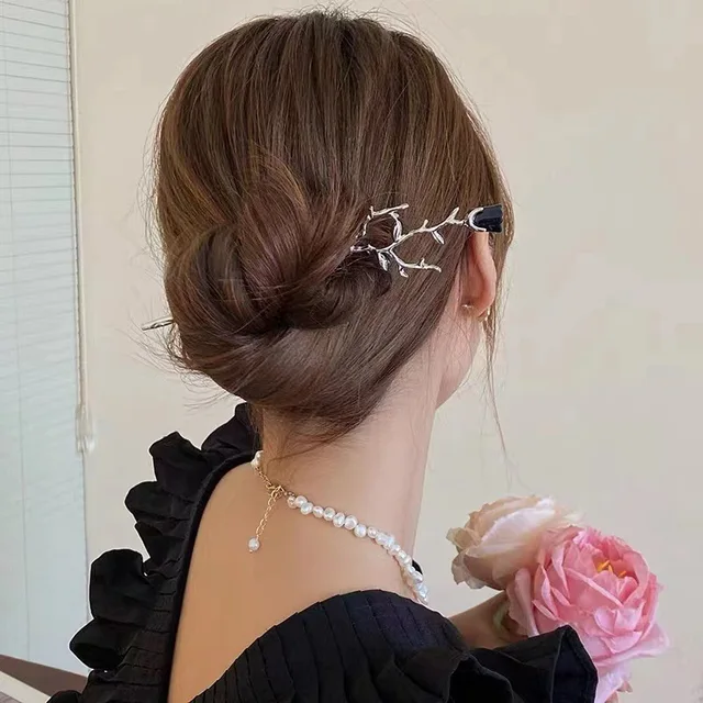 Women Vintage Rose Hair Sticks Hair wear Simple Flower Black Red Hairpins Hair Chopsticks Disk Headdress Jewelry