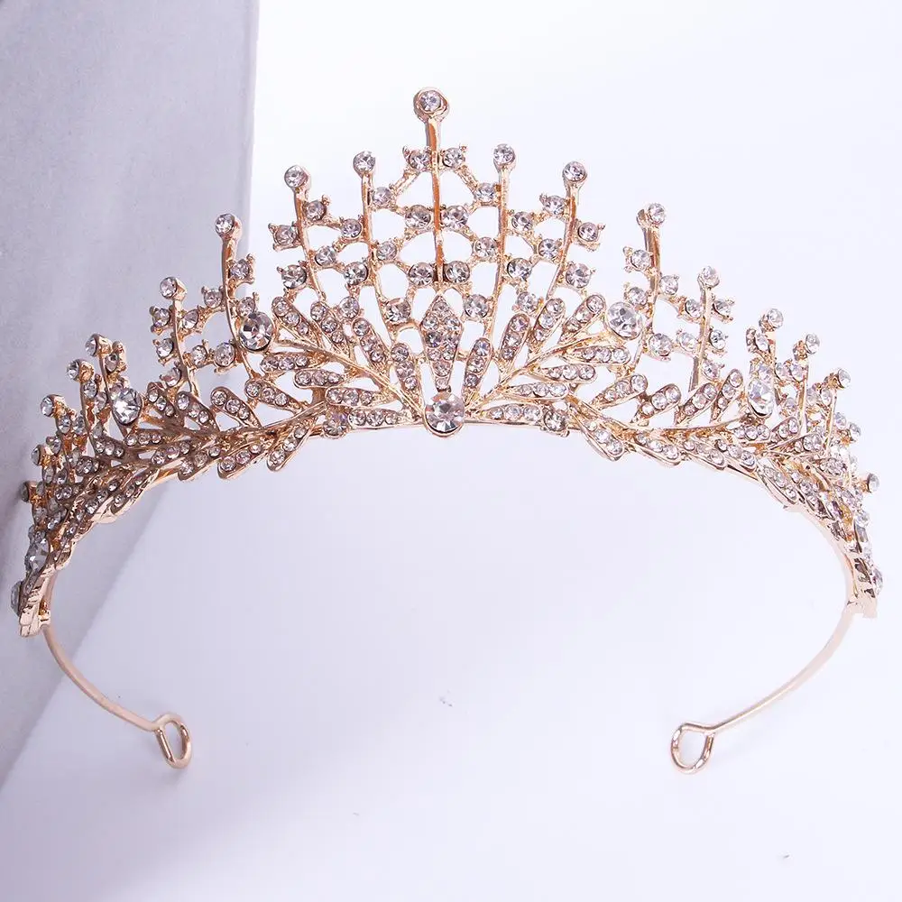 Retro Colorful Vintage Wedding Princess Elegant Baroque Hair Accessories Crystal Crown Rhinestone Tiara Bride Crown