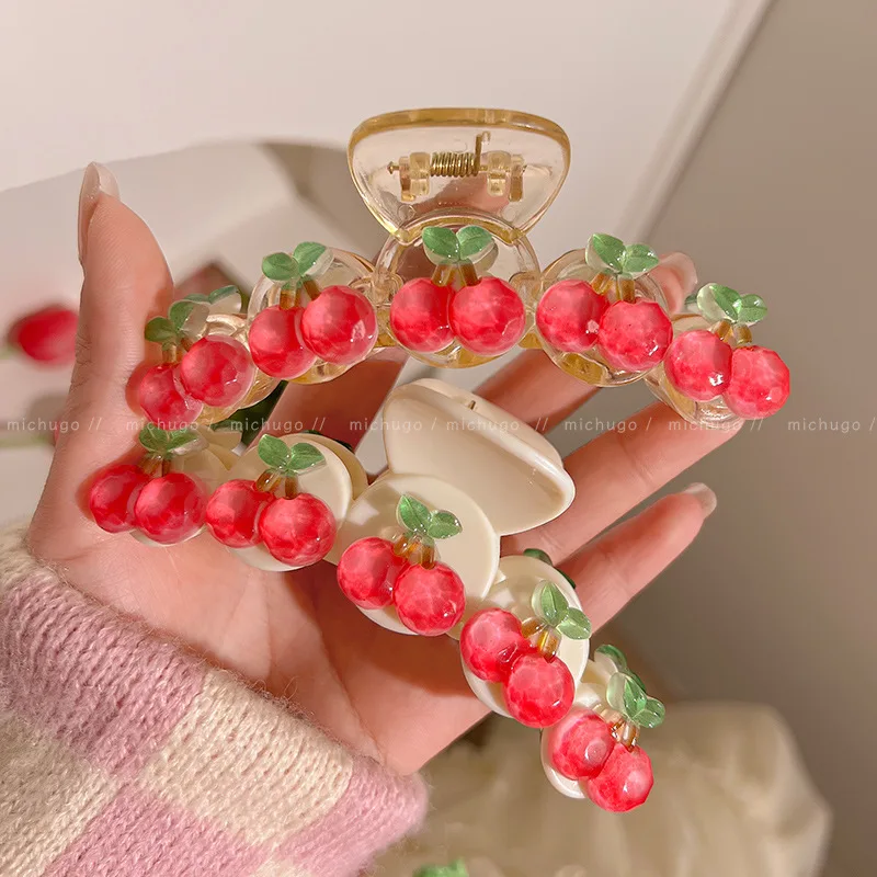 Jelly Cherry Grab Clip Original Sweet Girl Women Resin Head Hair Shark Clip Spring Claw Clip Hair Jewelry 2023 Hair Accessories