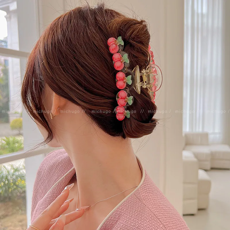 Jelly Cherry Grab Clip Original Sweet Girl Women Resin Head Hair Shark Clip Spring Claw Clip Hair Jewelry 2023 Hair Accessories