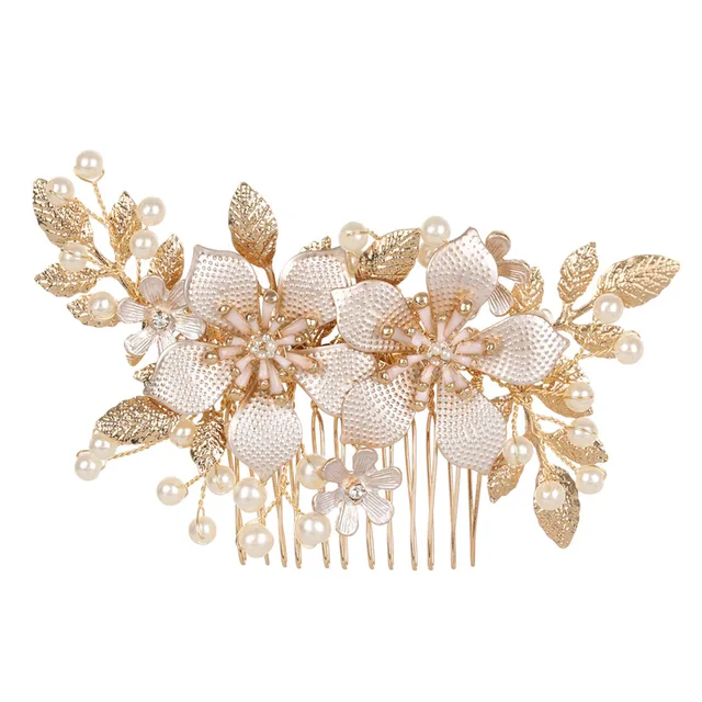 Handmade Crystals Rhinestones Pearls Flower Hair Comb Bridal Headpieces Hair Accessories Bridesmaid Tiara Wedding Hair Jewelry