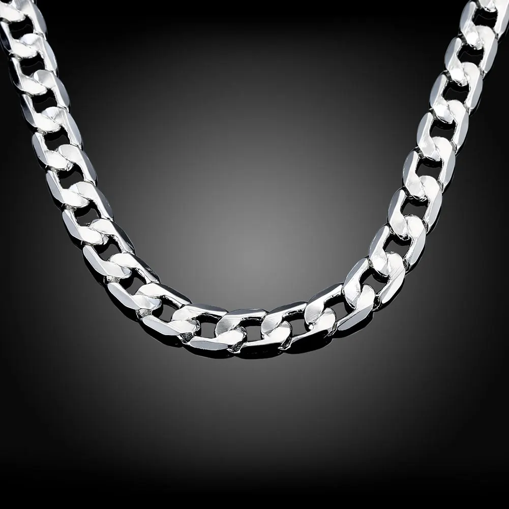 Hot classic 10MM Chain 925 Sterling Silver Necklace for men's 20/24 inches luxury Popular brands Jewelry wedding Christmas gifts