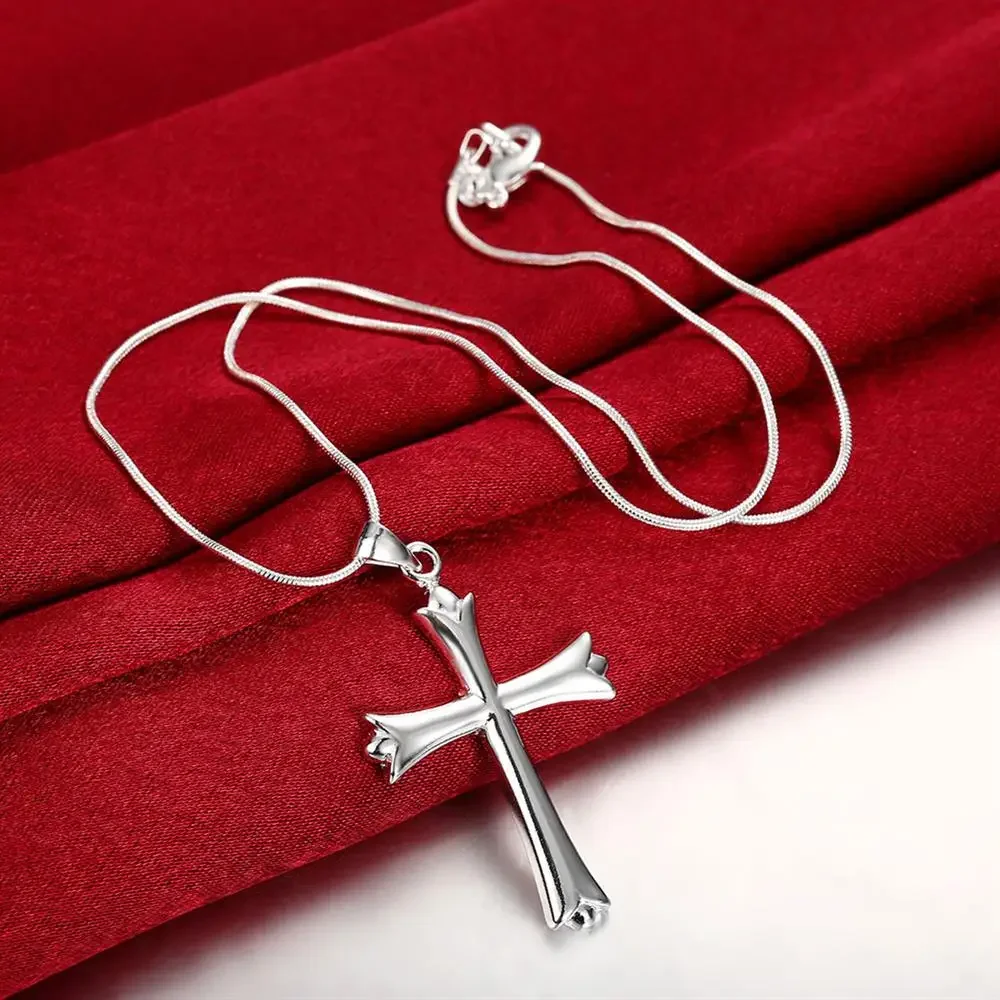 Fashion brand 925 Sterling Silver Necklace For Women Jewelry Classic cross Pendant Christmas gifts Wedding