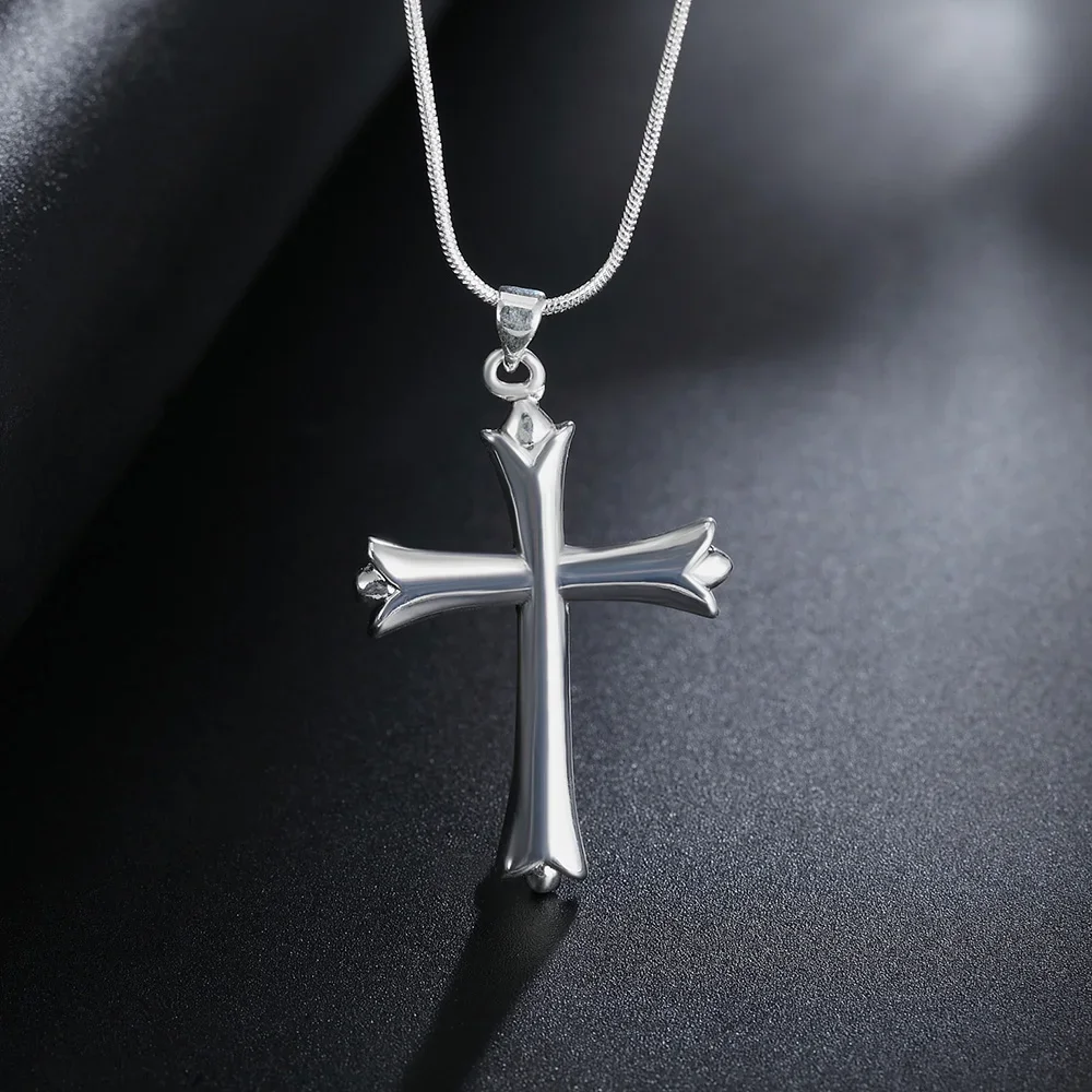 Fashion brand 925 Sterling Silver Necklace For Women Jewelry Classic cross Pendant Christmas gifts Wedding