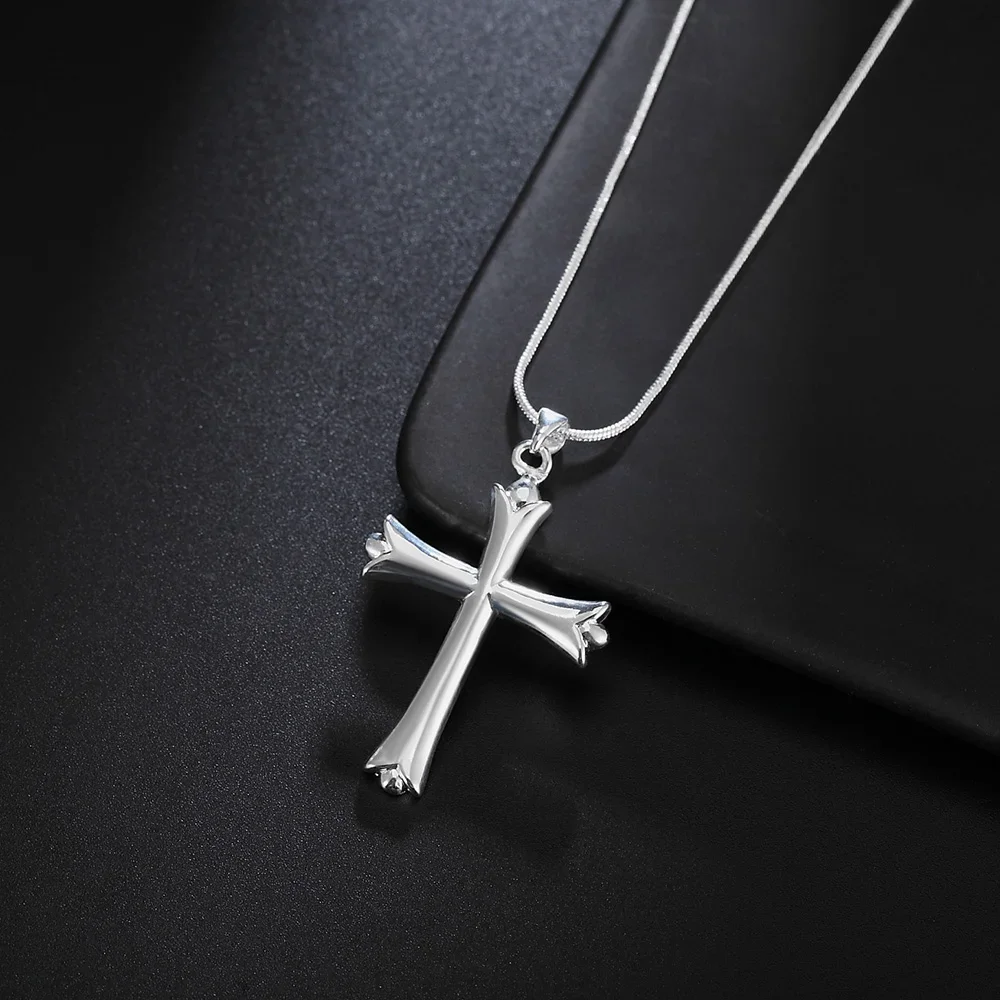 Fashion brand 925 Sterling Silver Necklace For Women Jewelry Classic cross Pendant Christmas gifts Wedding