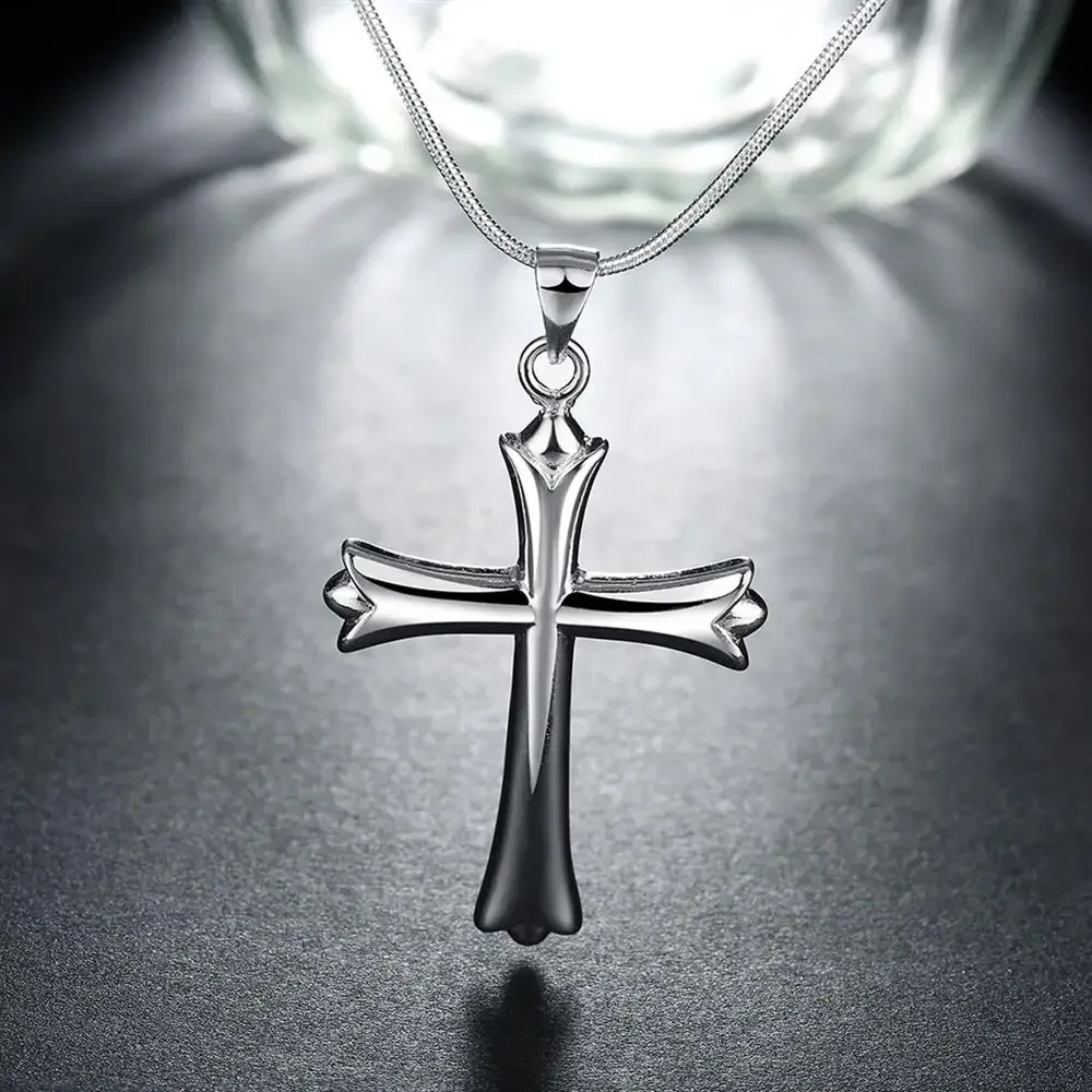 Fashion brand 925 Sterling Silver Necklace For Women Jewelry Classic cross Pendant Christmas gifts Wedding