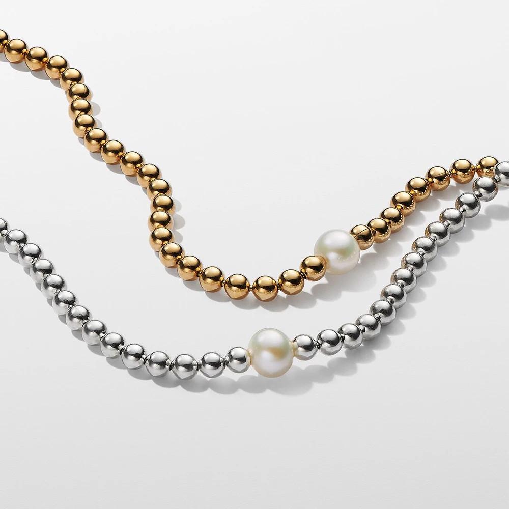 Pearl & Beads Collier Necklace Gold Plated Silver Plated 45cm/17.7 Inch Necklaces And Adjustable Bracelets Chic Gift