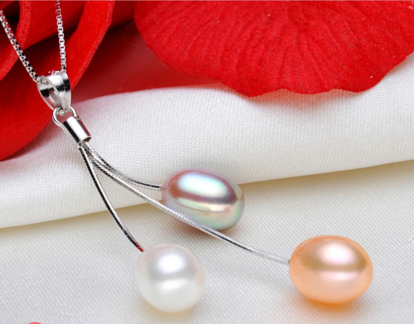 ZHBORUINI  Fashion Pearl Necklace Pearl Jewelry Multicolour Natural Pearl Pendant 925 Sterling Silver Jewelry For Women Gift