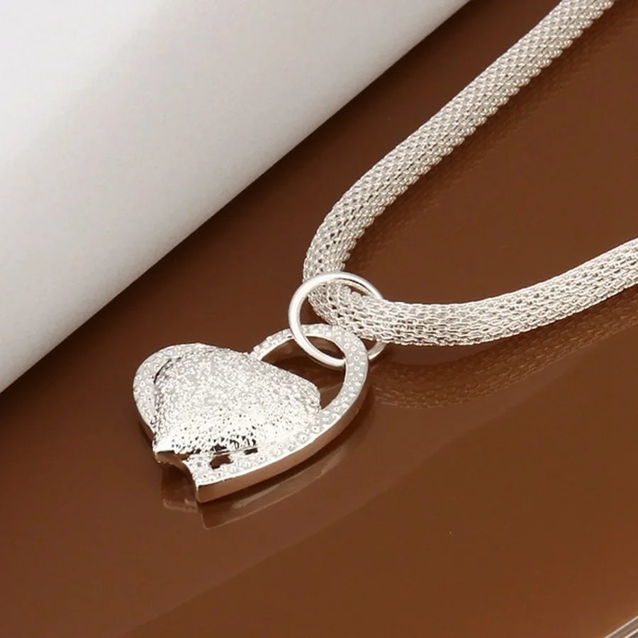 925 Sterling Silver Necklace Gorgeous Charm Fashion  Heart Wedding Lady Love for Women Noble Luxury 18 Inches 45cm Jewelry