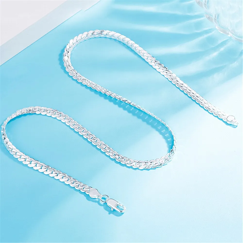 40-60cm Noble brand 925 Sterling Silver classic 6mm Chain Necklace For Woman Men 16-24inch Fashion Wedding party fine Jewelry