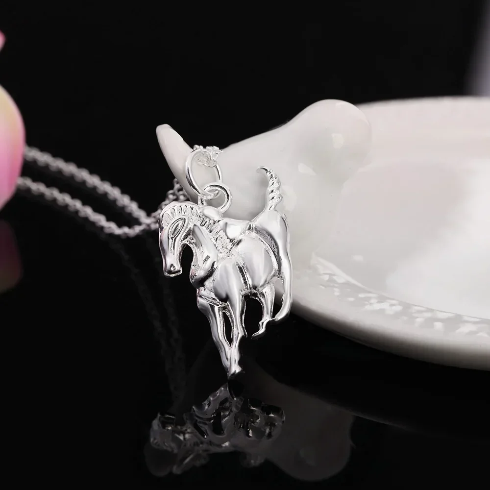 Holiday gifts 925 Sterling Silver Necklace For Women man elegant horse pendants noble party Wedding Jewelry