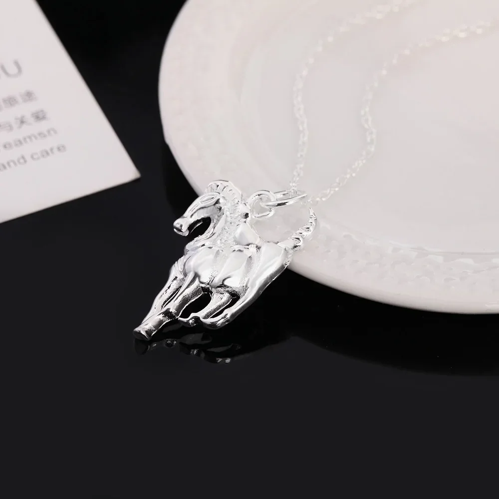 Holiday gifts 925 Sterling Silver Necklace For Women man elegant horse pendants noble party Wedding Jewelry