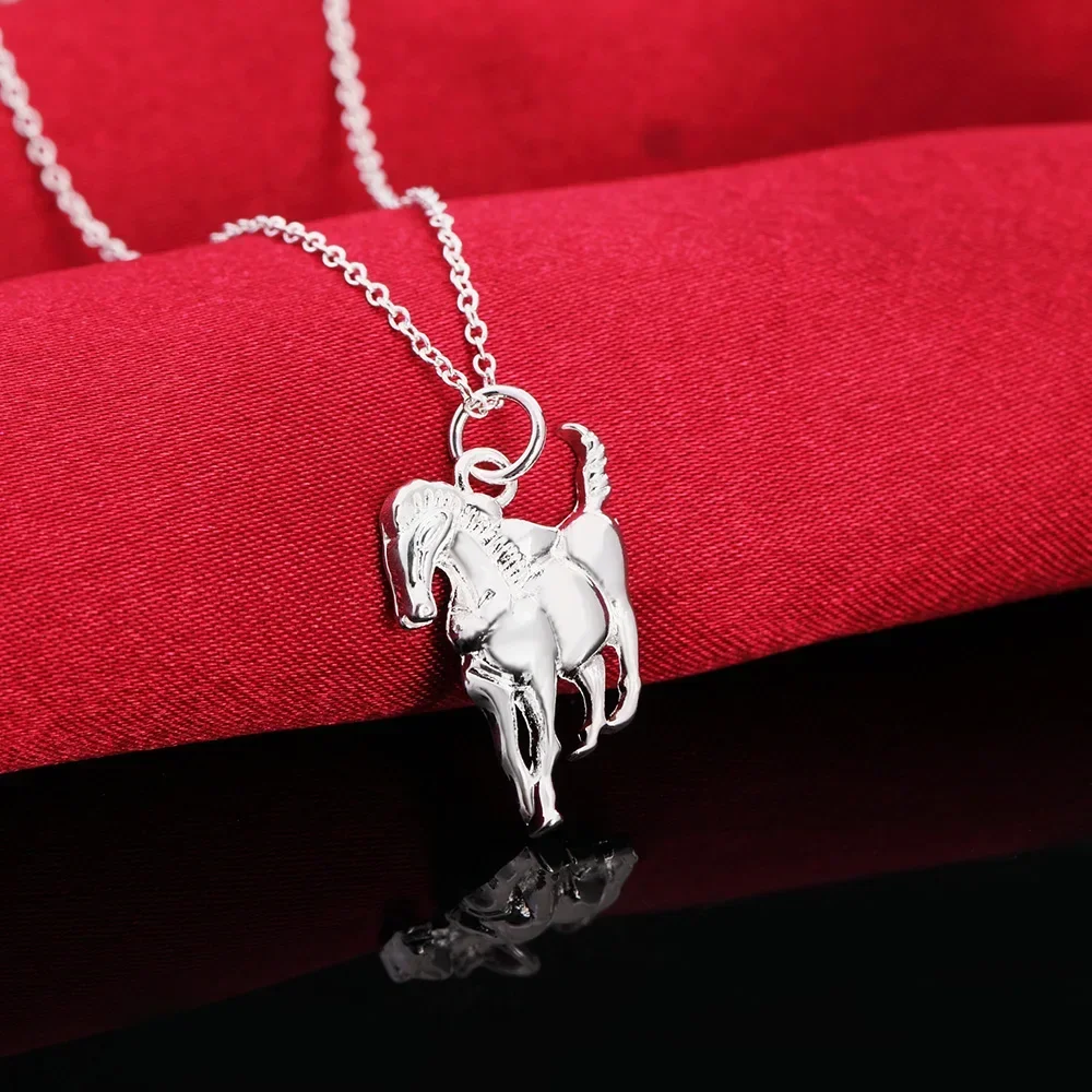 Holiday gifts 925 Sterling Silver Necklace For Women man elegant horse pendants noble party Wedding Jewelry