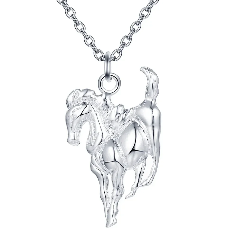 Holiday gifts 925 Sterling Silver Necklace For Women man elegant horse pendants noble party Wedding Jewelry