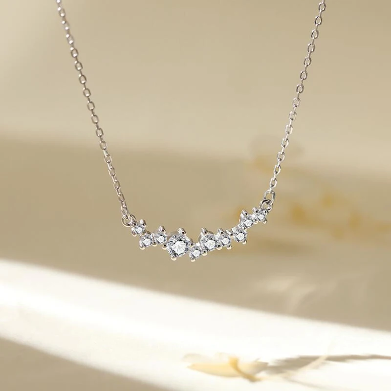 0.9ct 100% Real Moissanite Necklace Brilliant Diamond Smile Pendant Necklace for Women Girls Wedding Party Gift Jewelry