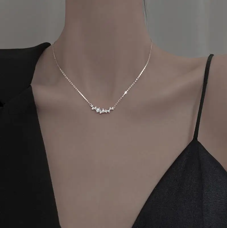 0.9ct 100% Real Moissanite Necklace Brilliant Diamond Smile Pendant Necklace for Women Girls Wedding Party Gift Jewelry