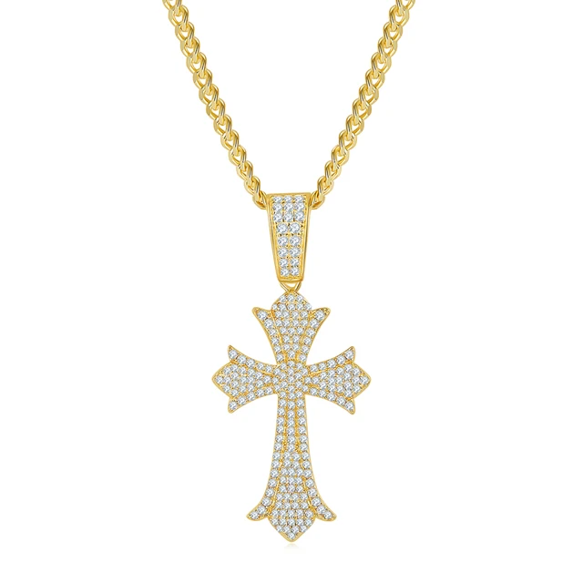 Vintage Full Moissanite Cross Pendant 925 Sterling Silver For Men Hiphop Necklace Couple Gifts Two Colors Are Available
