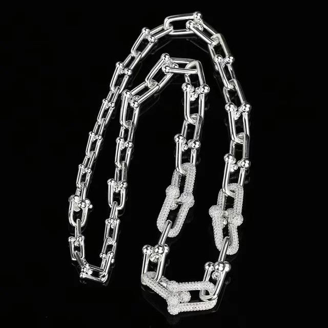 1:1 High quality 925 sterling silver fashion U-shaped exquisite necklace earrings women's luxury jewelry holiday gift