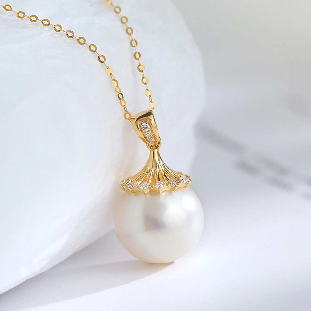 Szjinao 100% AU750 18K Gold Natrual Fresh Water Pearl Necklace With Certificate Women Pendant Jewelry Luxury Elegant Gift Female