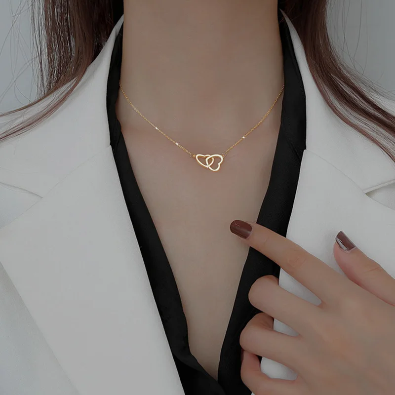 Heart Shaped 925 Sterling Silver Necklace Delicate Geometric Choker O Chain Birthday Gift Fashion Women JewelryProduct sellp