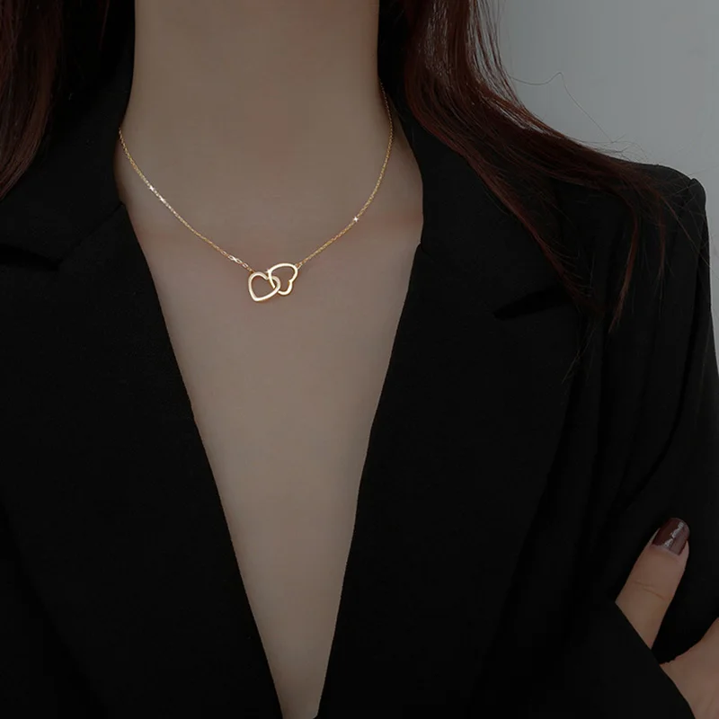 Heart Shaped 925 Sterling Silver Necklace Delicate Geometric Choker O Chain Birthday Gift Fashion Women JewelryProduct sellp