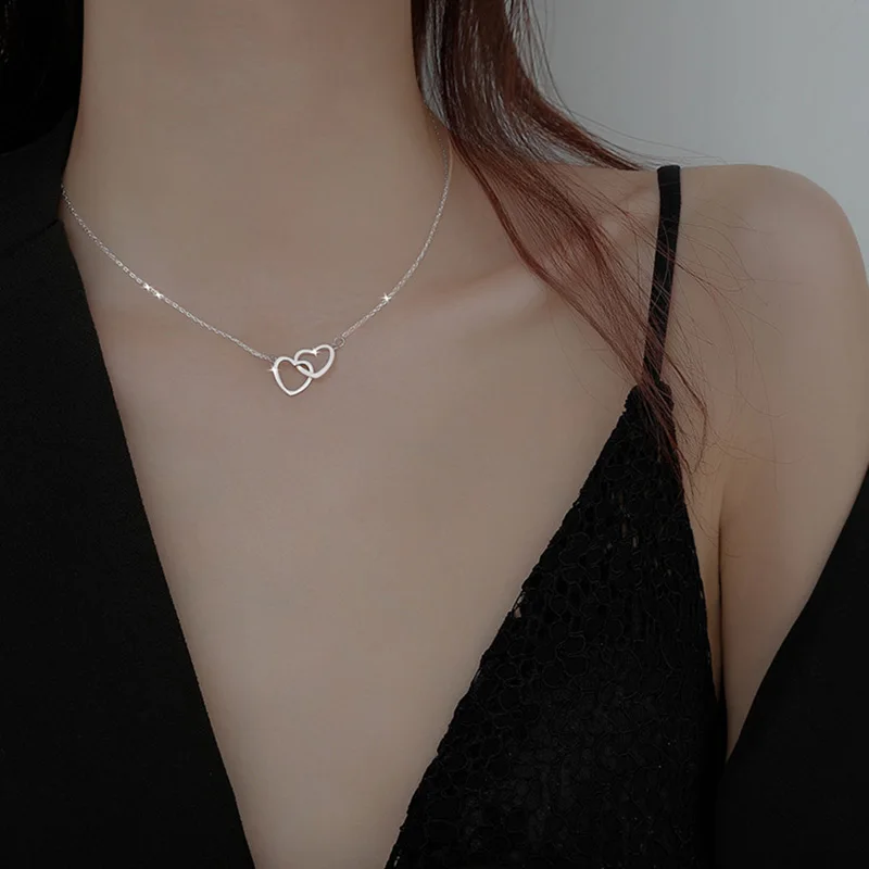 Heart Shaped 925 Sterling Silver Necklace Delicate Geometric Choker O Chain Birthday Gift Fashion Women JewelryProduct sellp