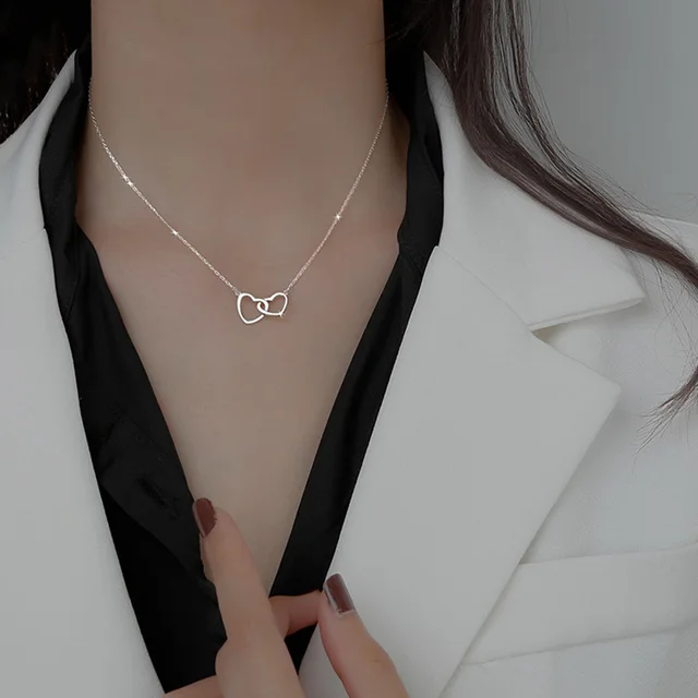 Heart Shaped 925 Sterling Silver Necklace Delicate Geometric Choker O Chain Birthday Gift Fashion Women JewelryProduct sellp