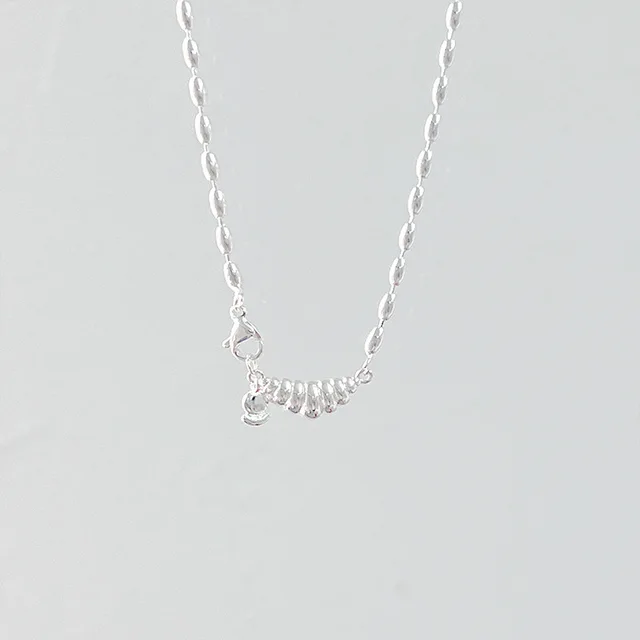 925 Sterling Silver Bread Shape Necklace Delicate Charm Geometric Shape Pendant Birthday Party Gift for Women's Fine Jewelry