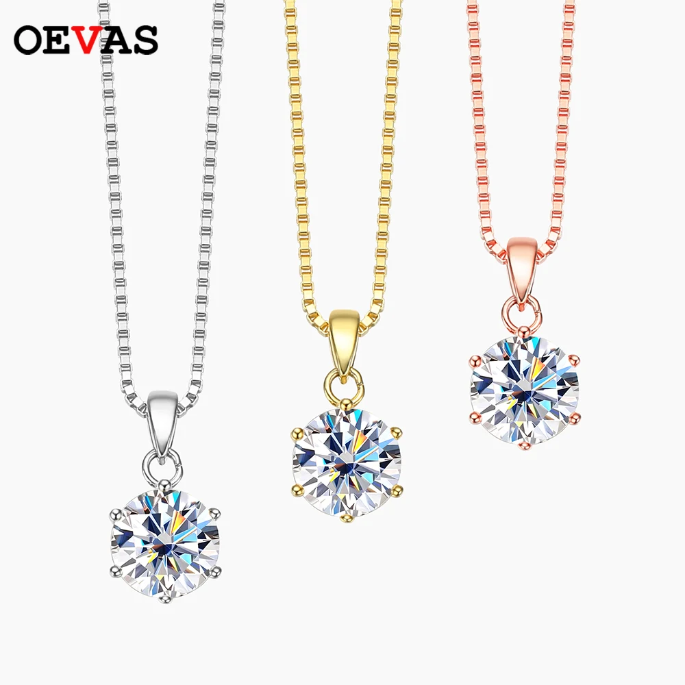 OEVAS Real 1 Carat D Color Moissanite Bridal Pendant Necklace 100% 925 Sterling Silver Wedding Party Fine Jewelry Gift Wholesale