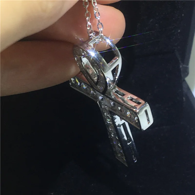 choucong Statement ANKH Cross Pendant AAAAA Cz 925 Sterling silver Chain Cross Pendant Necklace for Women Men Party jewelry Gift