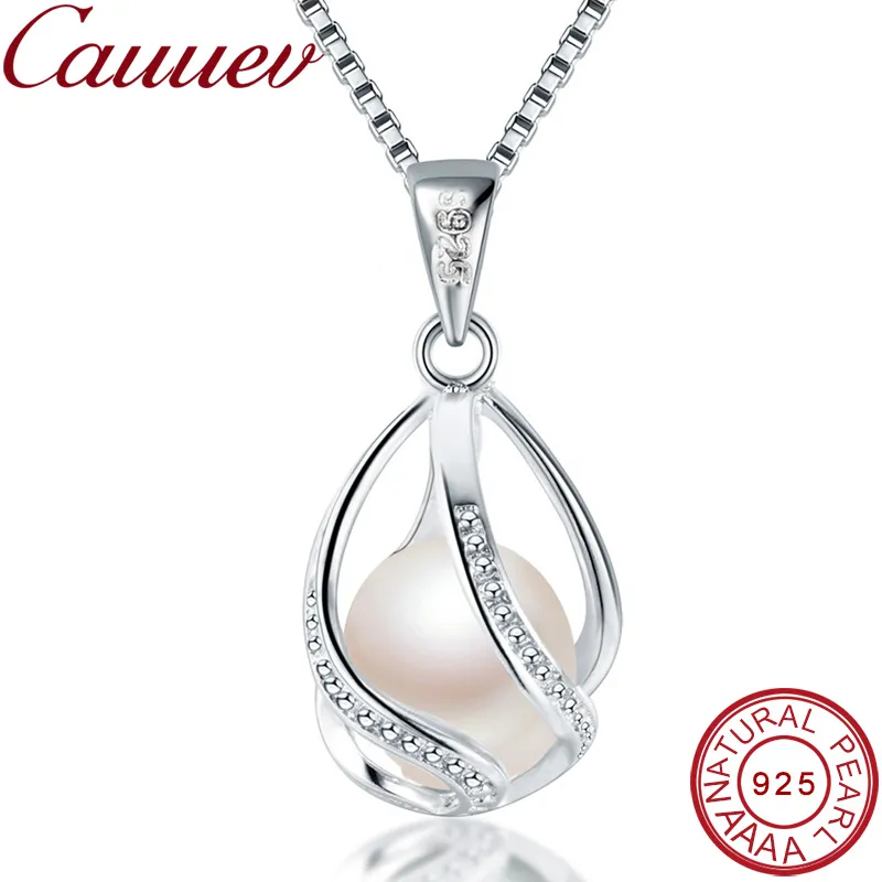 Cauuev genuine 100% Natural freshwater  Pearl Jewelry Hot Selling 925 Sterling Silver Pendant Necklace gift For Women Female Jew