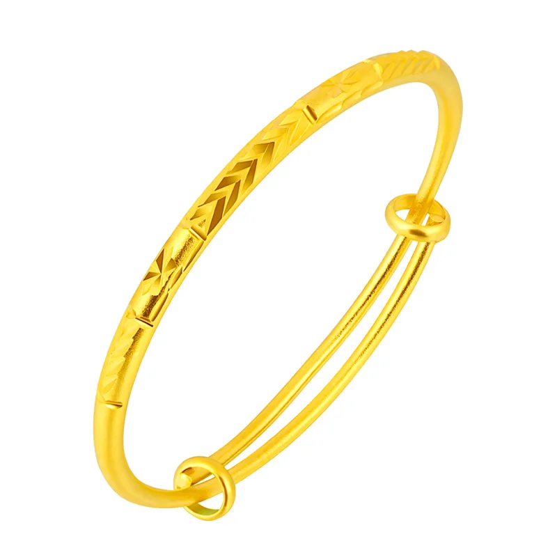 Pure Gold Bracelet Female Gold Push-pull Car Flower Bracelet Gold Jewelry Velvet Bracelet