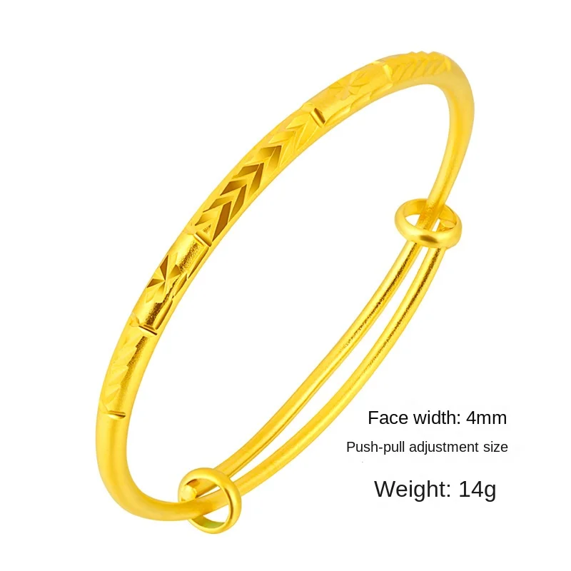Pure Gold Bracelet Female Gold Push-pull Car Flower Bracelet Gold Jewelry Velvet Bracelet