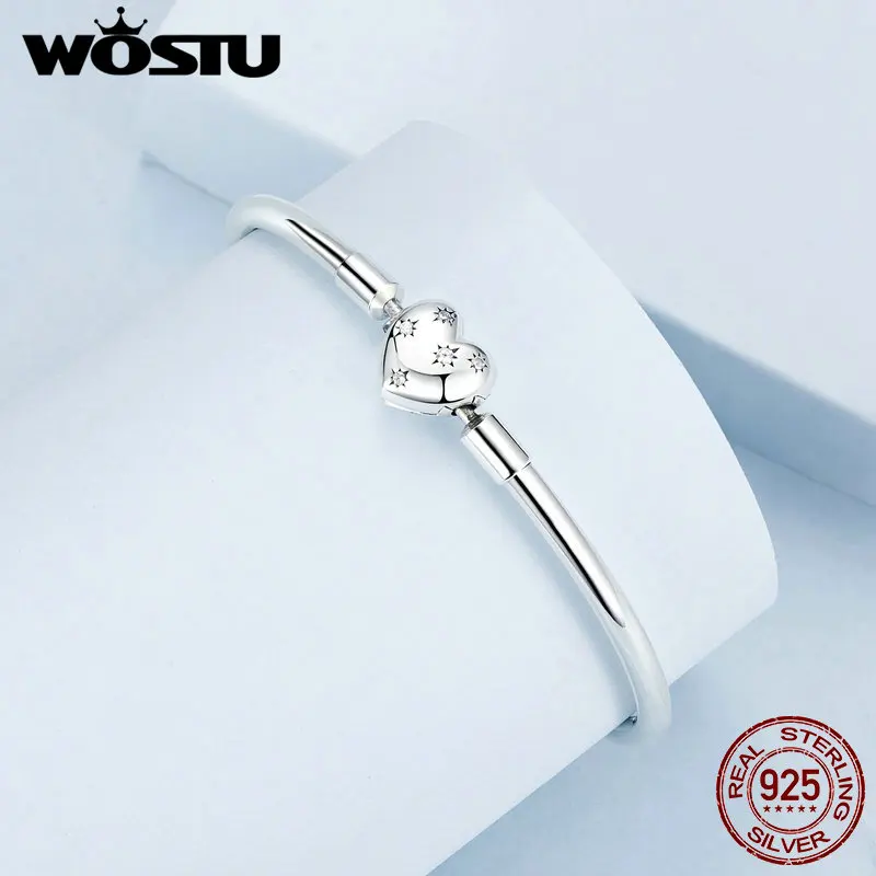 WOSTU Hot 925 Sterling Silver Starry Bracelet with Zircon White Gold Plated for Women Date Wedding Party Jewelry Gift FNB171